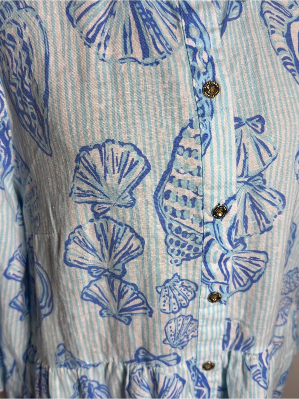 Lilly Pulitzer Shaela Shell Print Button Front Dress Large MSRP $198 - Picture 3 of 7